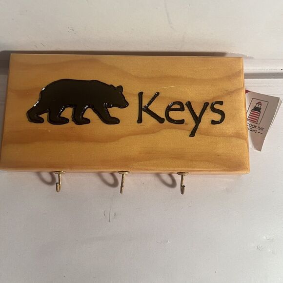 Key Hook Bear 3 Metal Hook Handmade-Entryway - Picture 2 of 8